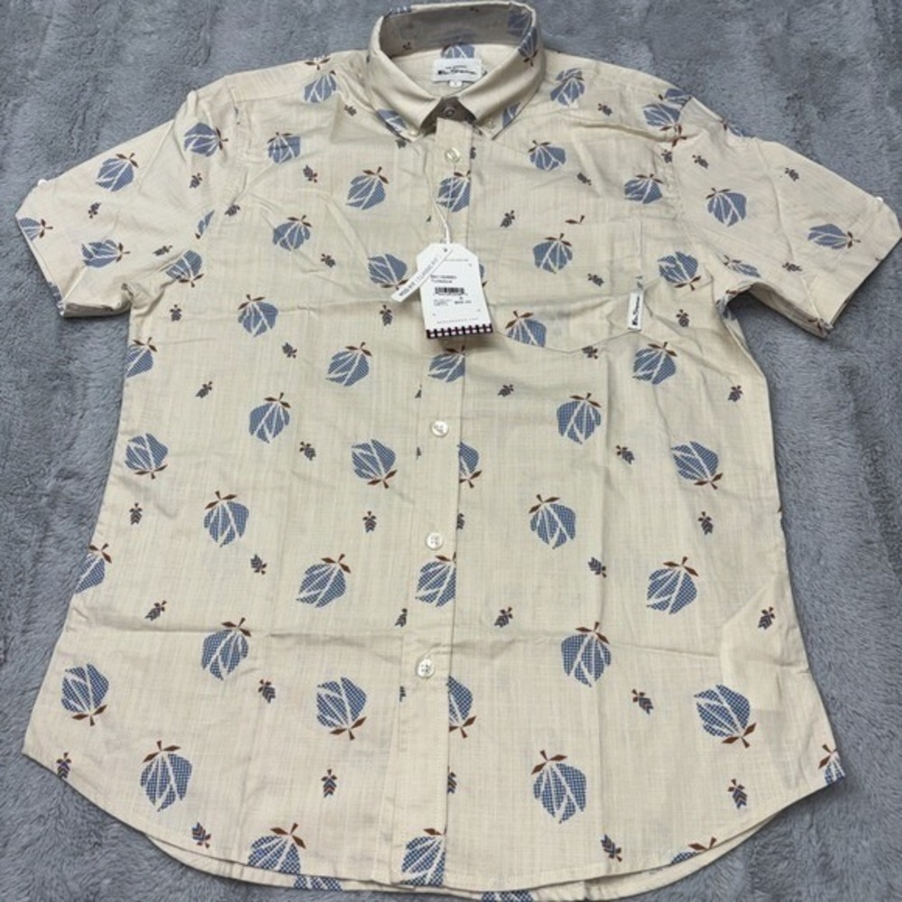Ben Sherman Mens S Turtledove Button Down Shirt Floral Classic Fit Short Sleeve